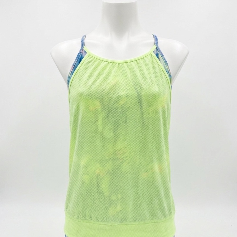 Ivivia by Lululemon Double Dutch Tie Dye Neon Green Tank Size 14 or Woman’s XS